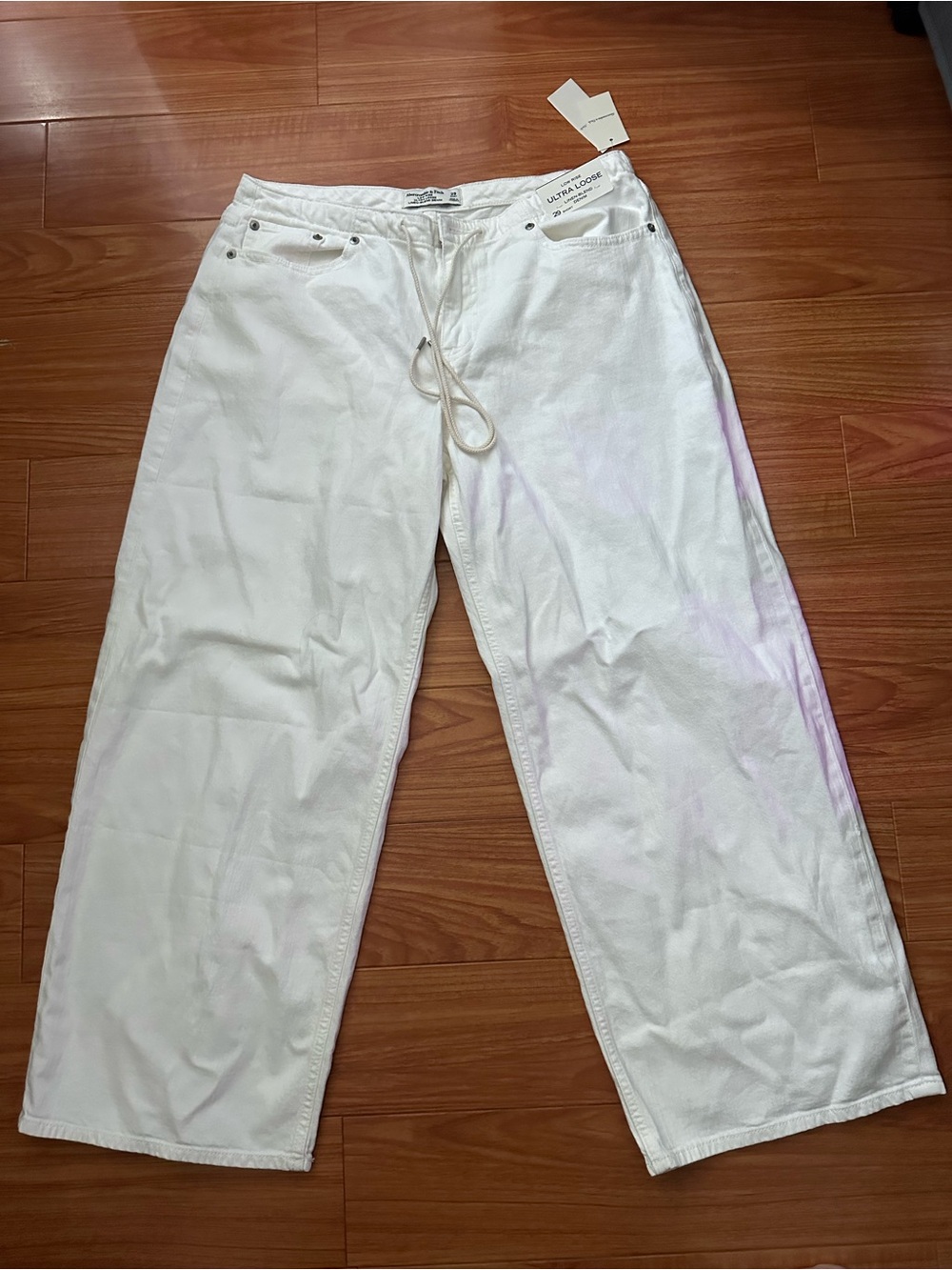 Abercrombie & Fitch Linen-Blend Low Rise Ultra Loose Drawstring Jean 29 Short